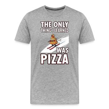 Pizza auf Skiern Lektion - Männer Premium Bio T-Shirt - Grau meliert - Vorne - Damien (186cm)