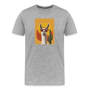 lama - T-shirt bio Premium Homme - gris chiné - Devant - Damien (186cm)