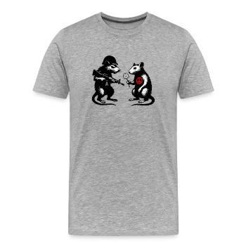 Guerre et Paix | Rats Banksy Street Art Style - T-shirt bio Premium Homme - gris chiné - Devant - Damien (186cm)