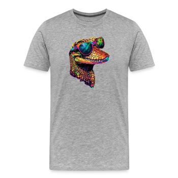 Kaiman Krokodil Alligator Reptilien Kroko Kaimane - Männer Premium Bio T-Shirt - Grau meliert - Vorne - Damien (186cm)