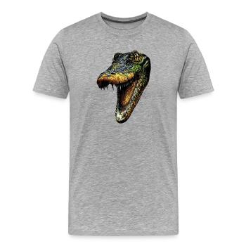 Kaiman Krokodil Alligator Reptilien Kroko Kaimane - Männer Premium Bio T-Shirt - Grau meliert - Vorne - Damien (186cm)