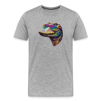 Kaiman Krokodil Alligator Reptilien Kroko Kaimane - Männer Premium Bio T-Shirt - Grau meliert - Vorne - Damien (186cm)