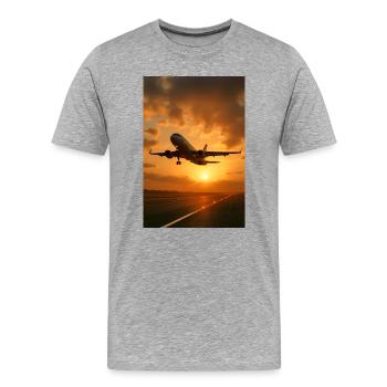 Aircraft taking off - Men's Premium Organic T-Shirt - heather grey - Front - Damien (186cm)