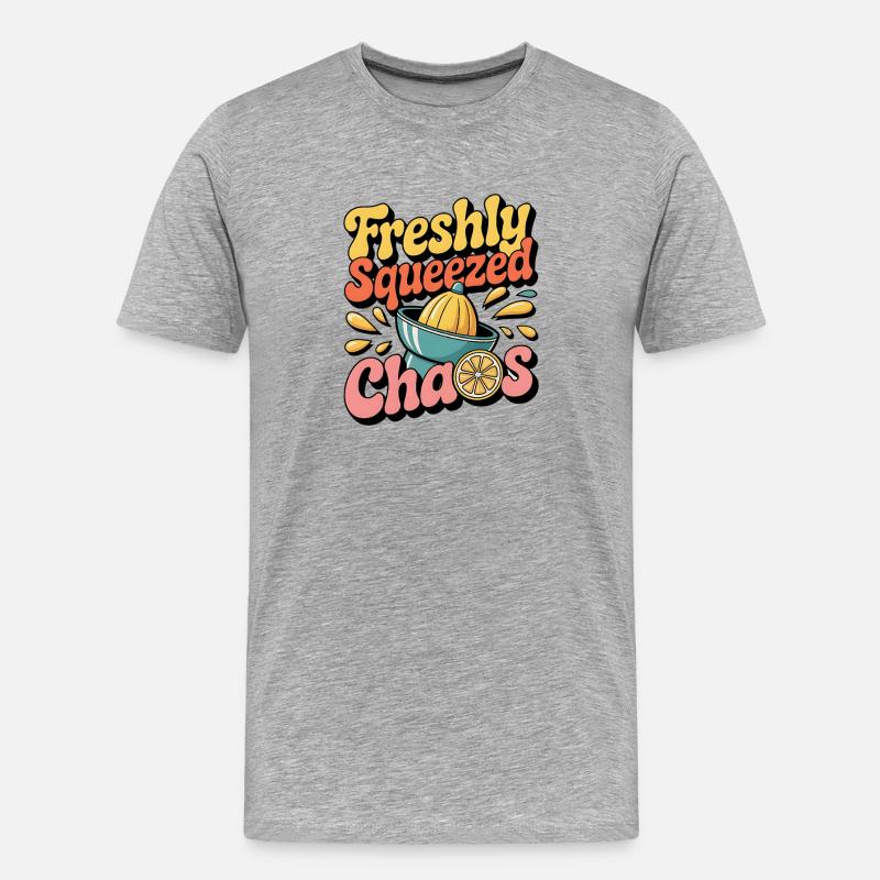 Y2K Pop Humor – Zitrone - Männer Premium Bio T-Shirt - Grau meliert