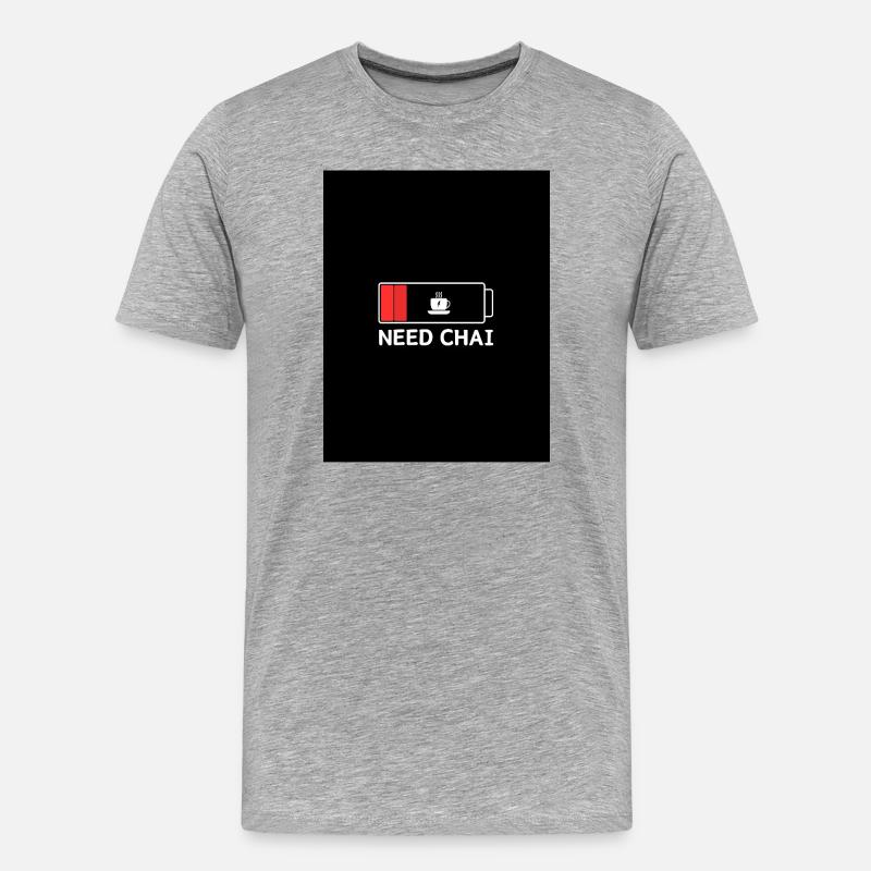 Need Chai Energiekick - Männer Premium Bio T-Shirt - Grau meliert