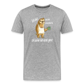 Launisches Faultier Kaffee - Männer Premium Bio T-Shirt - Grau meliert - Vorne - Damien (186cm)