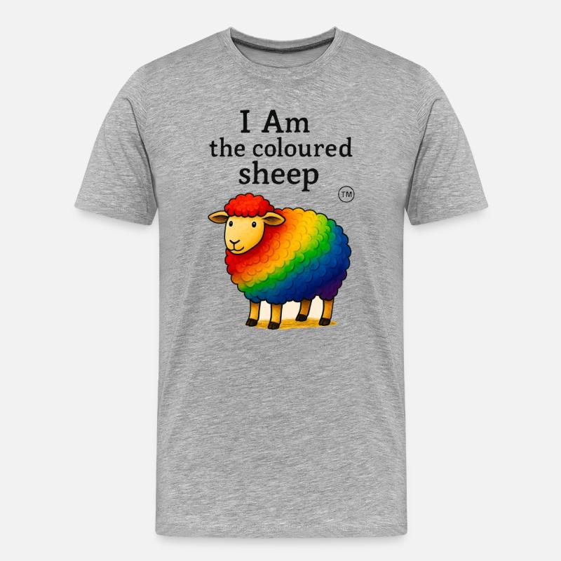 Regenbogenschaf des bunten Stolzes - Männer Premium Bio T-Shirt - Grau meliert