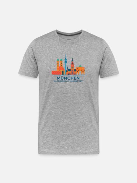 Munich Skyline: Tradition meets modernity - Men's Premium Organic T-Shirt - heather grey