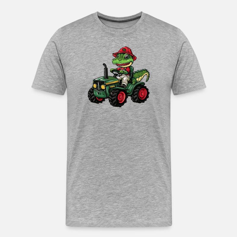 Alligator Traktor Farmer - Männer Premium Bio T-Shirt - Grau meliert