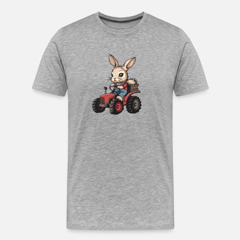 Hase Traktor Farmer - Männer Premium Bio T-Shirt - Grau meliert