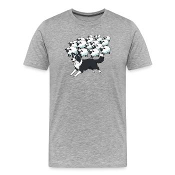 Border Collie et Clouds Sheep - T-shirt bio Premium Homme - gris chiné - Devant - Damien (186cm)