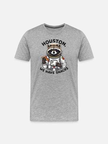 Raccoon Astronaut Houston We Have Snacks - Men's Premium Organic T-Shirt - heather grey