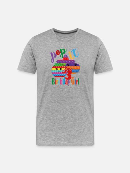 pop-it Fille d’anniversaire 3 - T-shirt bio Premium Homme - gris chiné