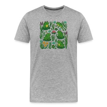 Scène verdoyante de l’étang aux grenouilles - T-shirt bio Premium Homme - gris chiné - Devant - Damien (186cm)