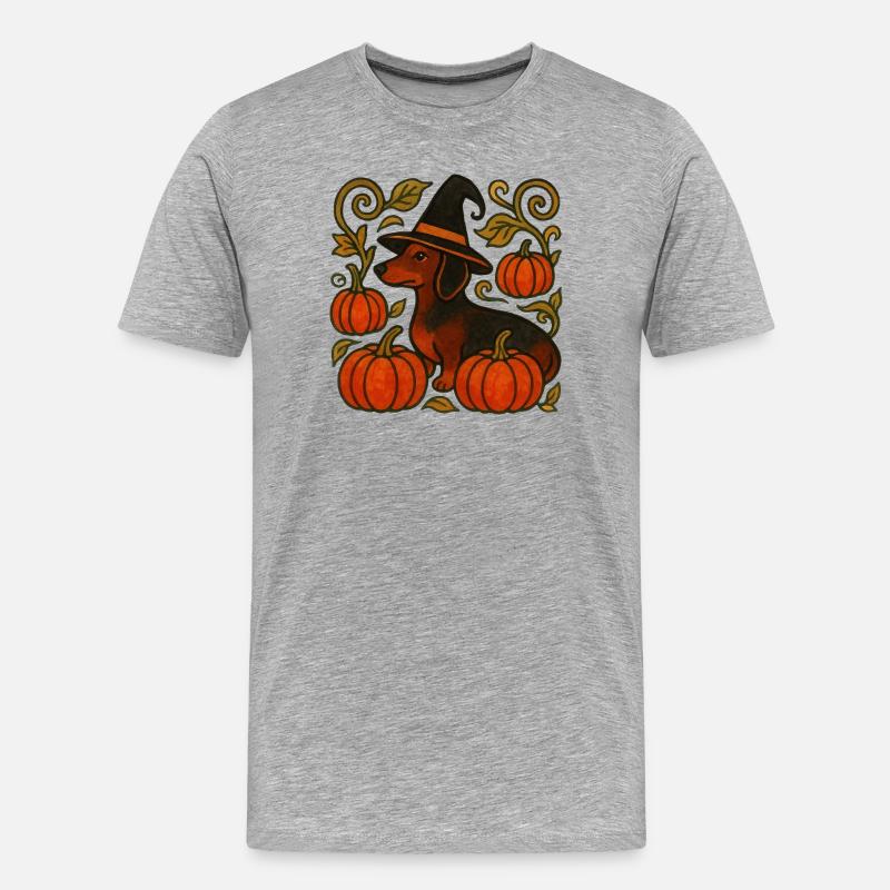 Kürbis Hexendackel - Männer Premium Bio T-Shirt - Grau meliert