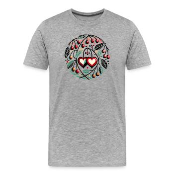 Cercle de cœur avec vignes de cerisier - T-shirt bio Premium Homme - gris chiné - Devant - Damien (186cm)