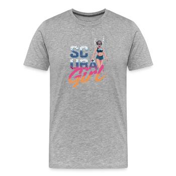 Scuba Girl Taucherin Design - Männer Premium Bio T-Shirt - Grau meliert - Vorne - Damien (186cm)
