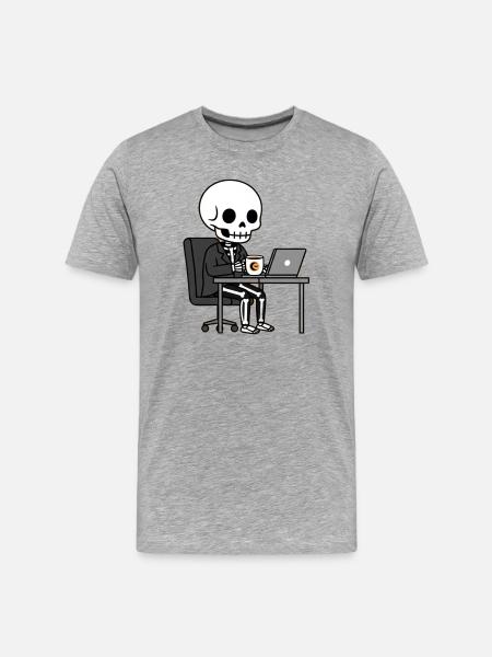 Squelette en costard au bureau - T-shirt bio Premium Homme - gris chiné