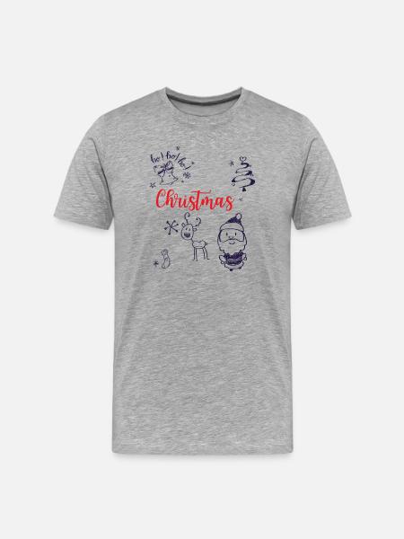 Christmas with Santa and Reindeer - Men's Premium Organic T-Shirt - heather grey