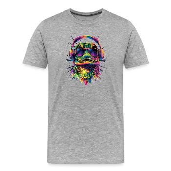 Kaiman Krokodil Alligator Reptilien Kroko Kaimane - Männer Premium Bio T-Shirt - Grau meliert - Vorne - Damien (186cm)