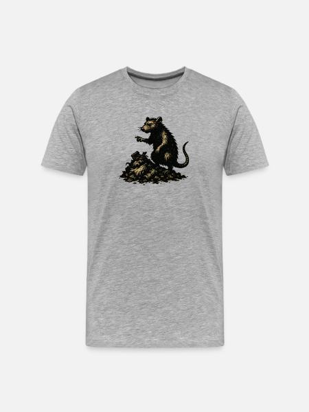 Rat on rubble engraving - Men's Premium Organic T-Shirt - heather grey