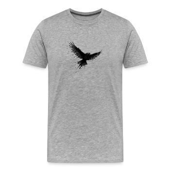 Schwarzer Rabe im Tintenflug - Männer Premium Bio T-Shirt - Grau meliert - Vorne - Damien (186cm)