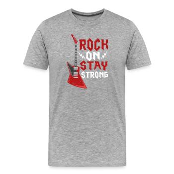Rock On Stay Strong Music Guitar Rock Band - Männer Premium Bio T-Shirt - Grau meliert - Vorne - Damien (186cm)