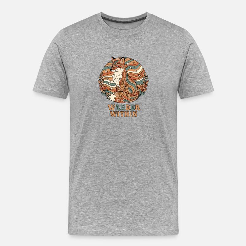 Psychedelisch Retro – Wander Within - Männer Premium Bio T-Shirt - Grau meliert