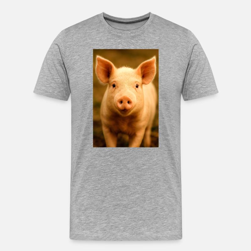 Tier, Schwein - Männer Premium Bio T-Shirt - Grau meliert