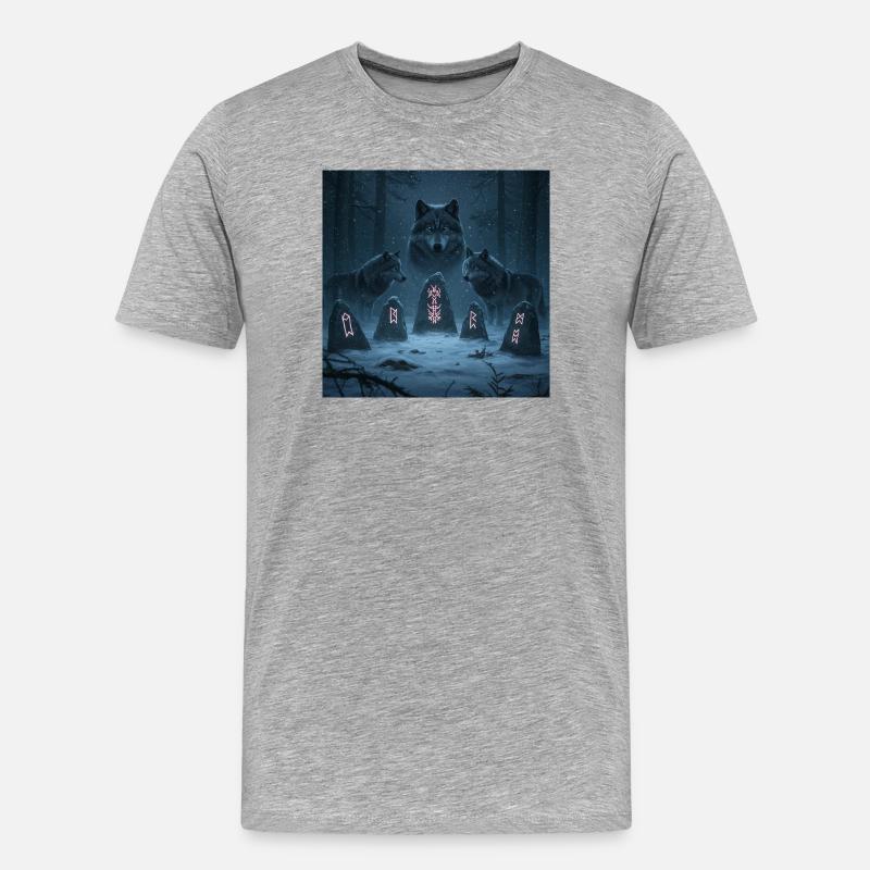 Runenwald der Wölfe - Männer Premium Bio T-Shirt - Grau meliert