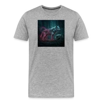 Neonrunen Wolfwald im Mondschein - Männer Premium Bio T-Shirt - Grau meliert - Vorne - Damien (186cm)