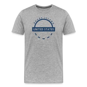 Logo rond du Rhode Island USA - T-shirt bio Premium Homme - gris chiné - Devant - Damien (186cm)