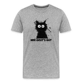 mir gehts gut - größte Lügen der Menschheit! - Männer Premium Bio T-Shirt - Grau meliert - Vorne - Damien (186cm)