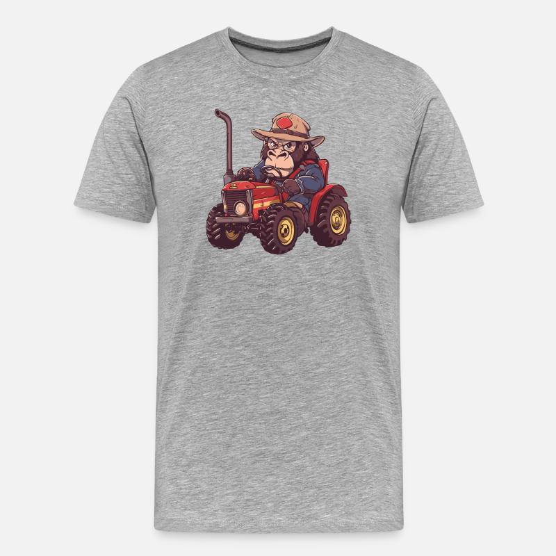 Gorilla Traktor Farmer - Männer Premium Bio T-Shirt - Grau meliert
