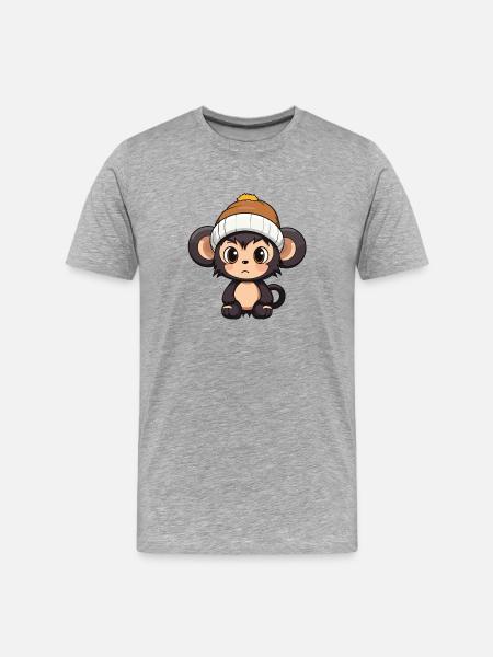 Monkey Winter Animal Baby Comic - Men's Premium Organic T-Shirt - heather grey