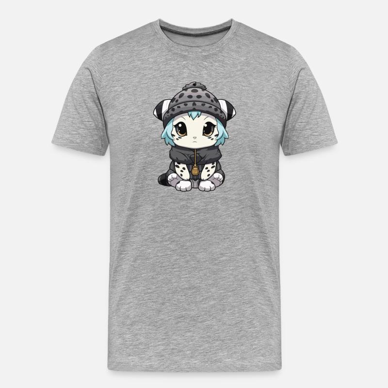 Schneeleopard Winter leopard Baby - Männer Premium Bio T-Shirt - Grau meliert