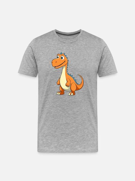 Happy Dino Cartoon - Men's Premium Organic T-Shirt - heather grey