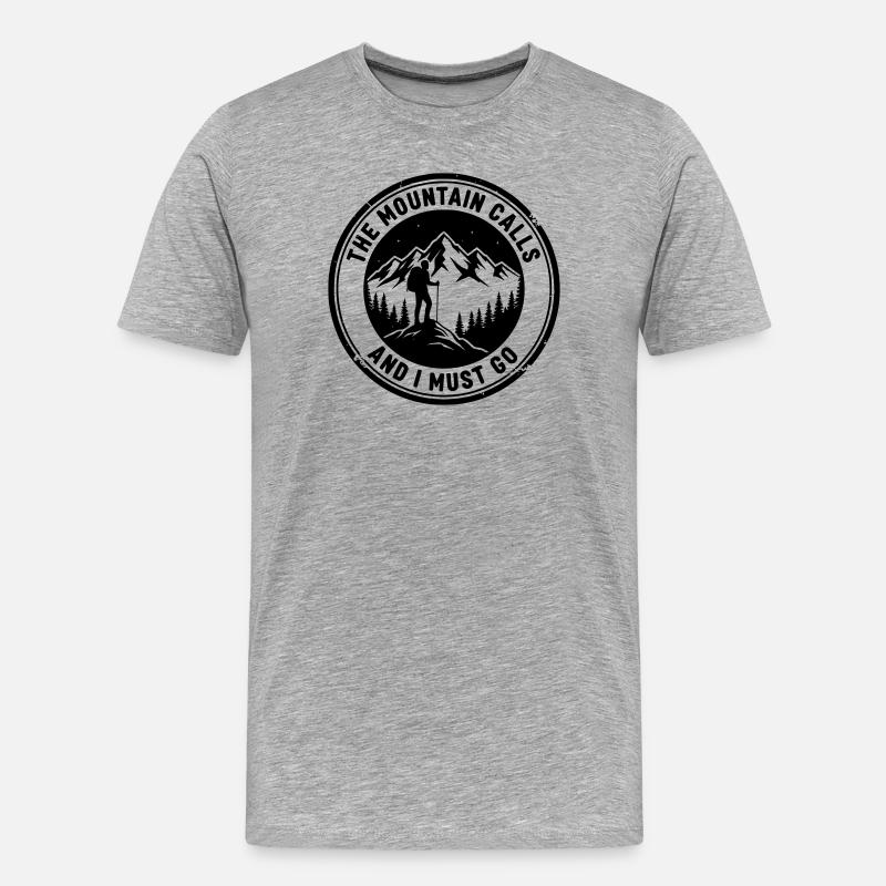 Mountain is calling - Männer Premium Bio T-Shirt - Grau meliert