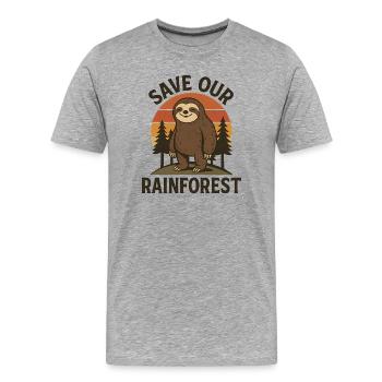 Sauvons notre forêt tropicale - T-shirt bio Premium Homme - gris chiné - Devant - Damien (186cm)