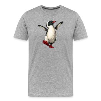 Cheerful Penguin :) - Men's Premium Organic T-Shirt - heather grey - Front - Damien (186cm)