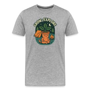 Grandir et explorer - T-shirt bio Premium Homme - gris chiné - Devant - Damien (186cm)
