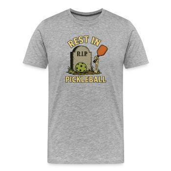 Skeleton Pickleball Halloween Motif Funny - Men's Premium Organic T-Shirt - heather grey - Front - Damien (186cm)