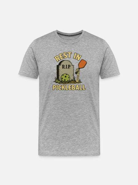 Skeleton Pickleball Halloween Motif Funny - Men's Premium Organic T-Shirt - heather grey