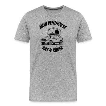 Dachzelt - mein Penthouse - Männer Premium Bio T-Shirt - Grau meliert - Vorne - Damien (186cm)