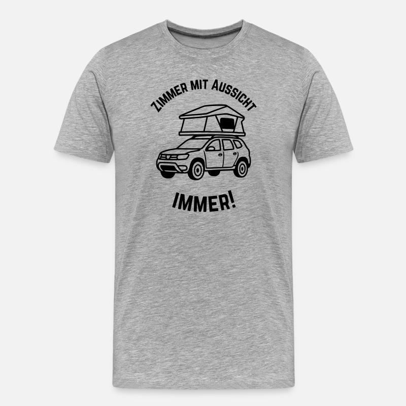 Dachzelt mit Aussicht - Männer Premium Bio T-Shirt - Grau meliert