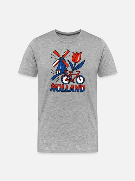 Holland windmill tulip bicycle - Men's Premium Organic T-Shirt - heather grey