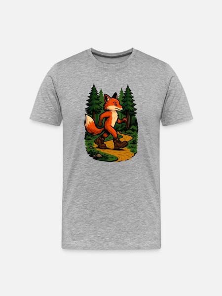 Wandernder Fuchs im Wald - Männer Premium Bio T-Shirt - Grau meliert