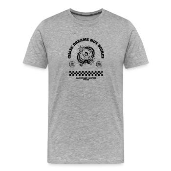 Poursuivez vos rêves, pas vos richesses - Motivation - T-shirt bio Premium Homme - gris chiné - Devant - Damien (186cm)