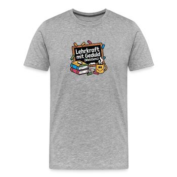 Teacher with patience – (mostly) funny teacher - Men's Premium Organic T-Shirt - heather grey - Front - Damien (186cm)