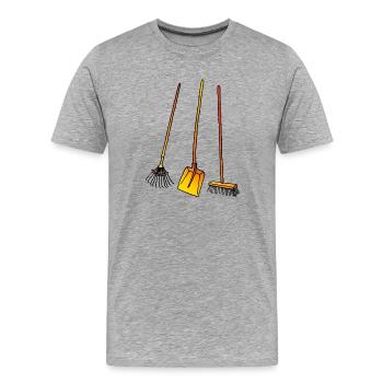 Leaf rake, shovel and broom - Men's Premium Organic T-Shirt - heather grey - Front - Damien (186cm)